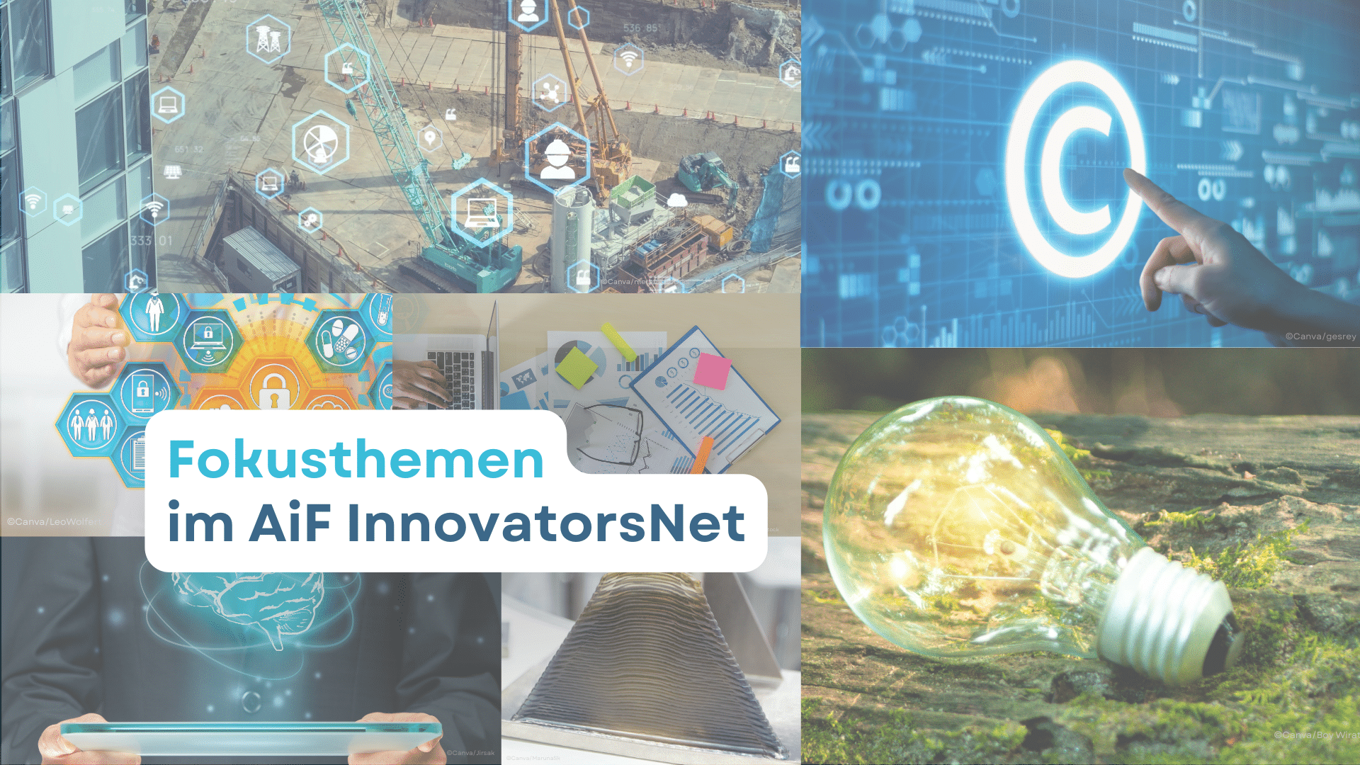 Bilder der sieben Fokusthemen-Reihen.